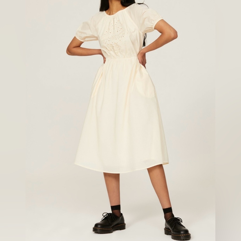 Pamela Love | Cream Embroidered Midi Dress